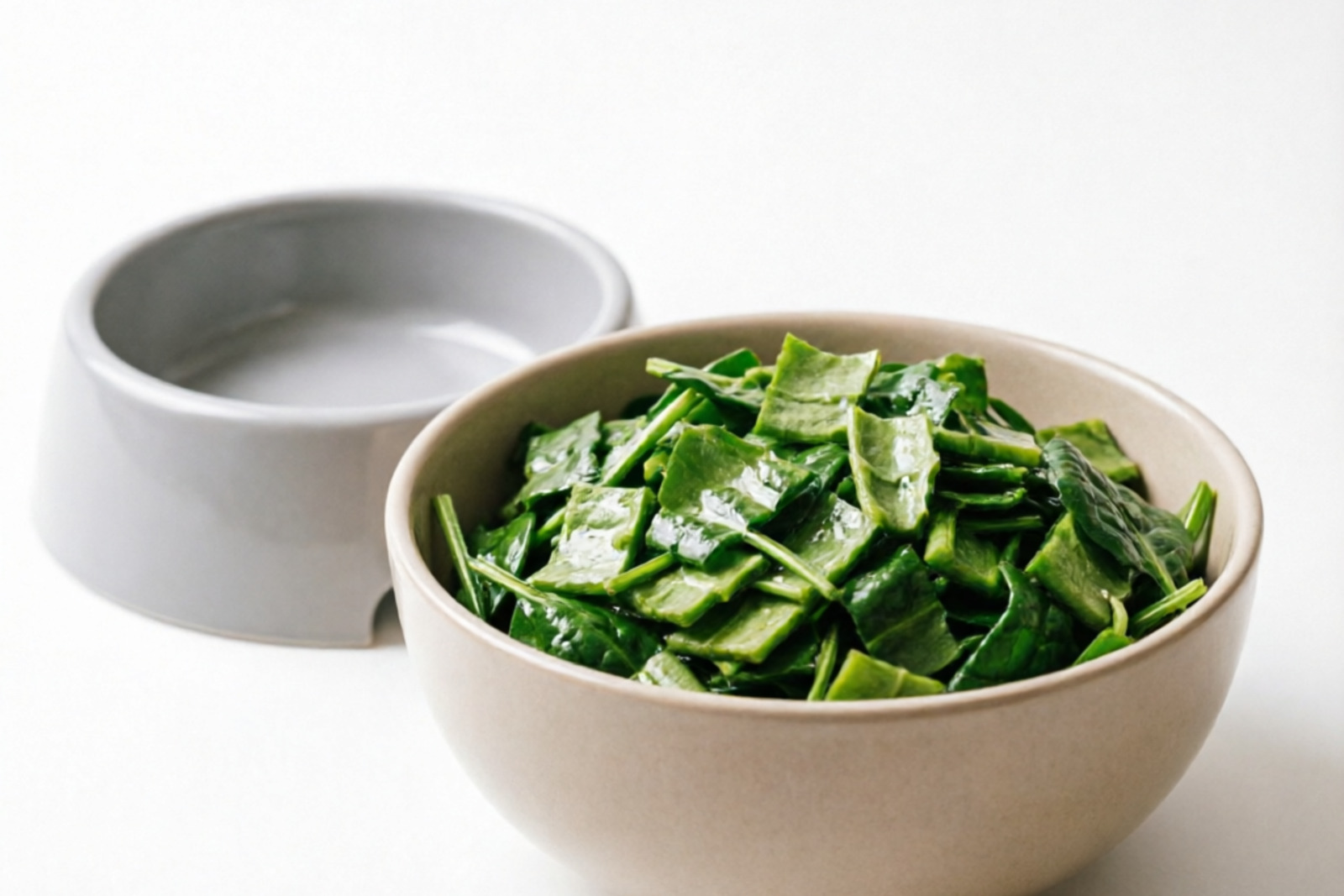 Fresh spinach leaves prepared for budgie feeding