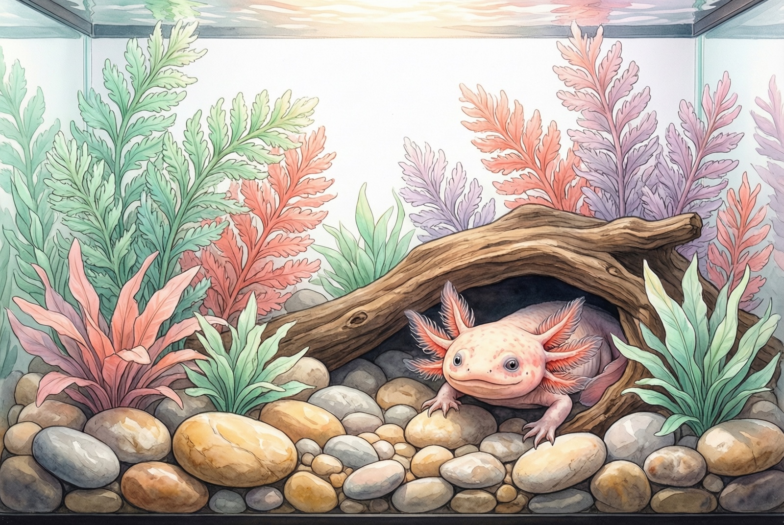 Best Axolotl Tank Decor 2026: 7 Safe Hides, Plants & More