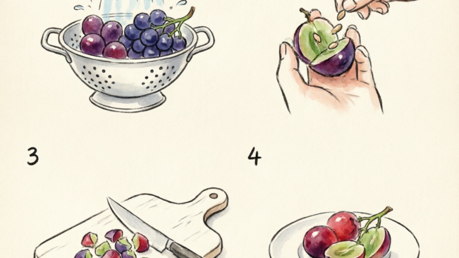 Properly prepared grape halves