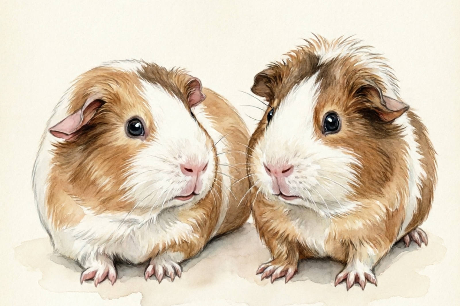 Side-by-side comparison of relaxed and alert guinea pig body language