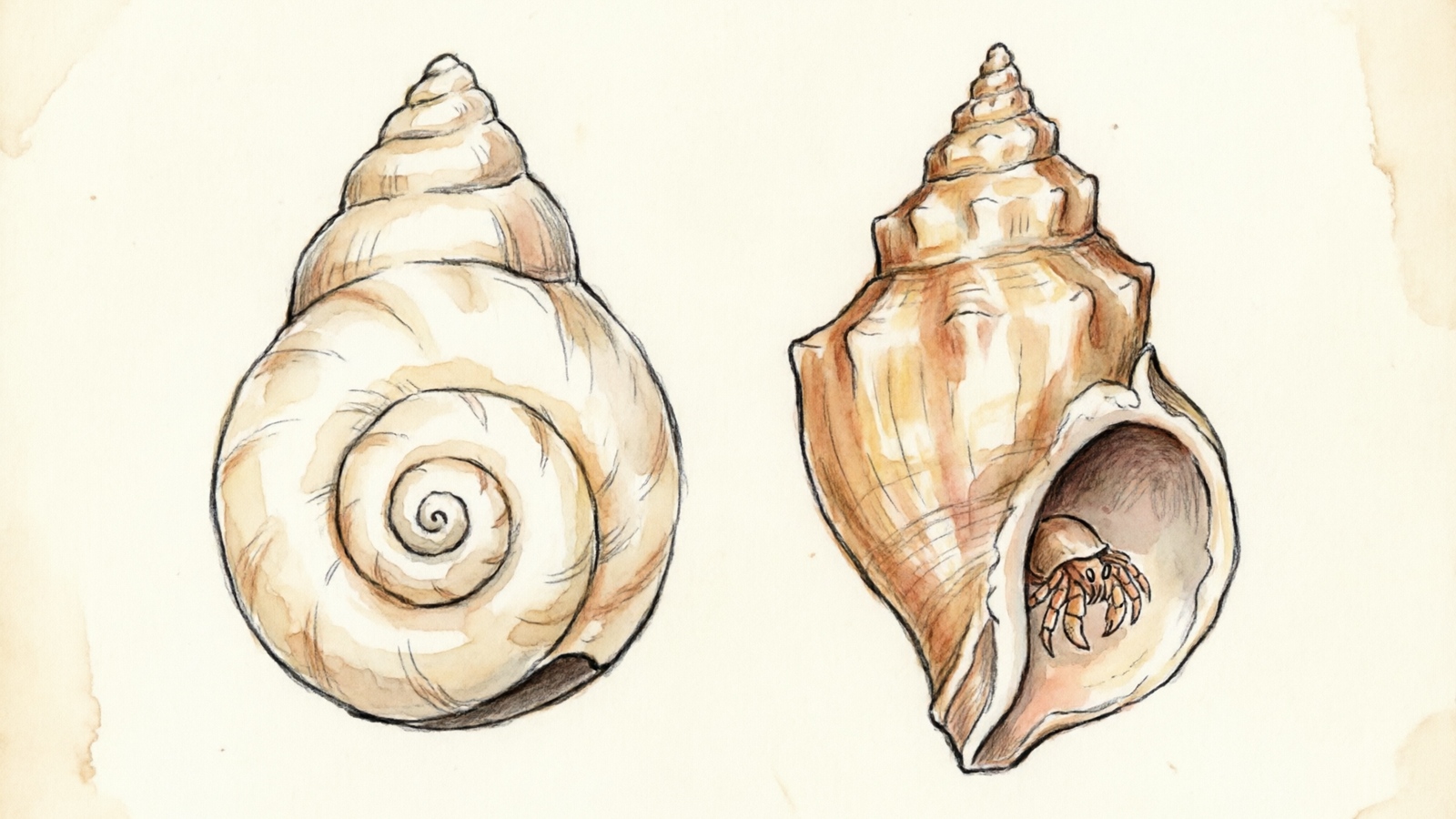 Side-by-side comparison of turbo shell round opening vs conch shell D-shaped opening