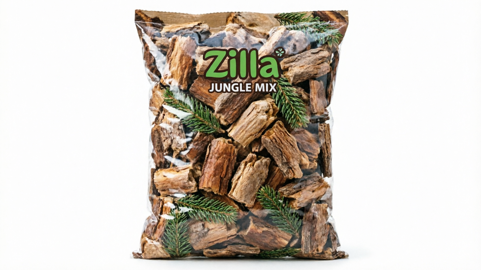 Zilla Jungle Mix reptile substrate in terrarium showing cypress bark and fir blend
